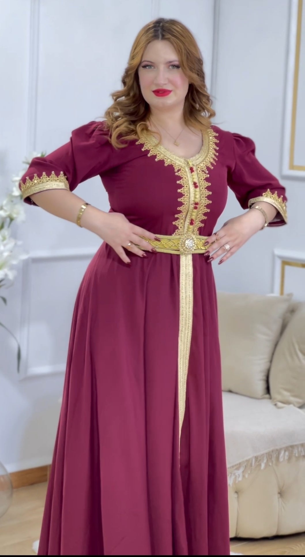 Robe Caftan dorée