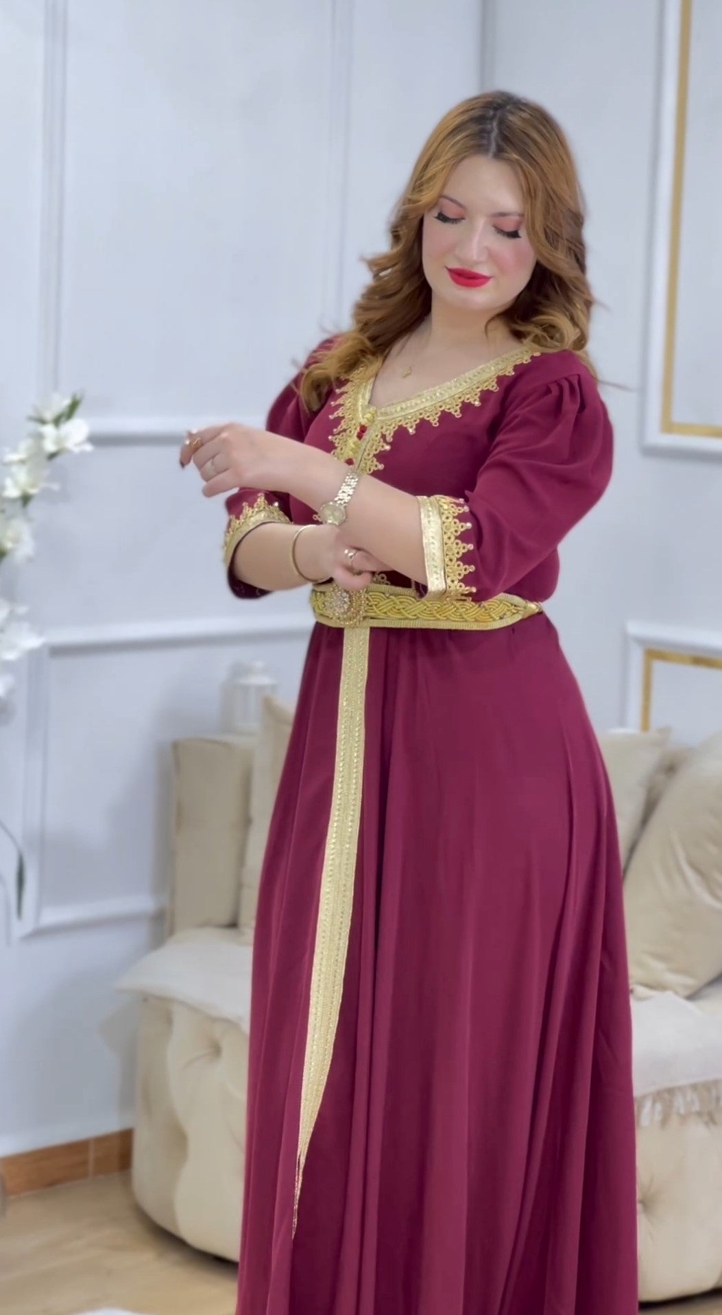 Robe Caftan dorée