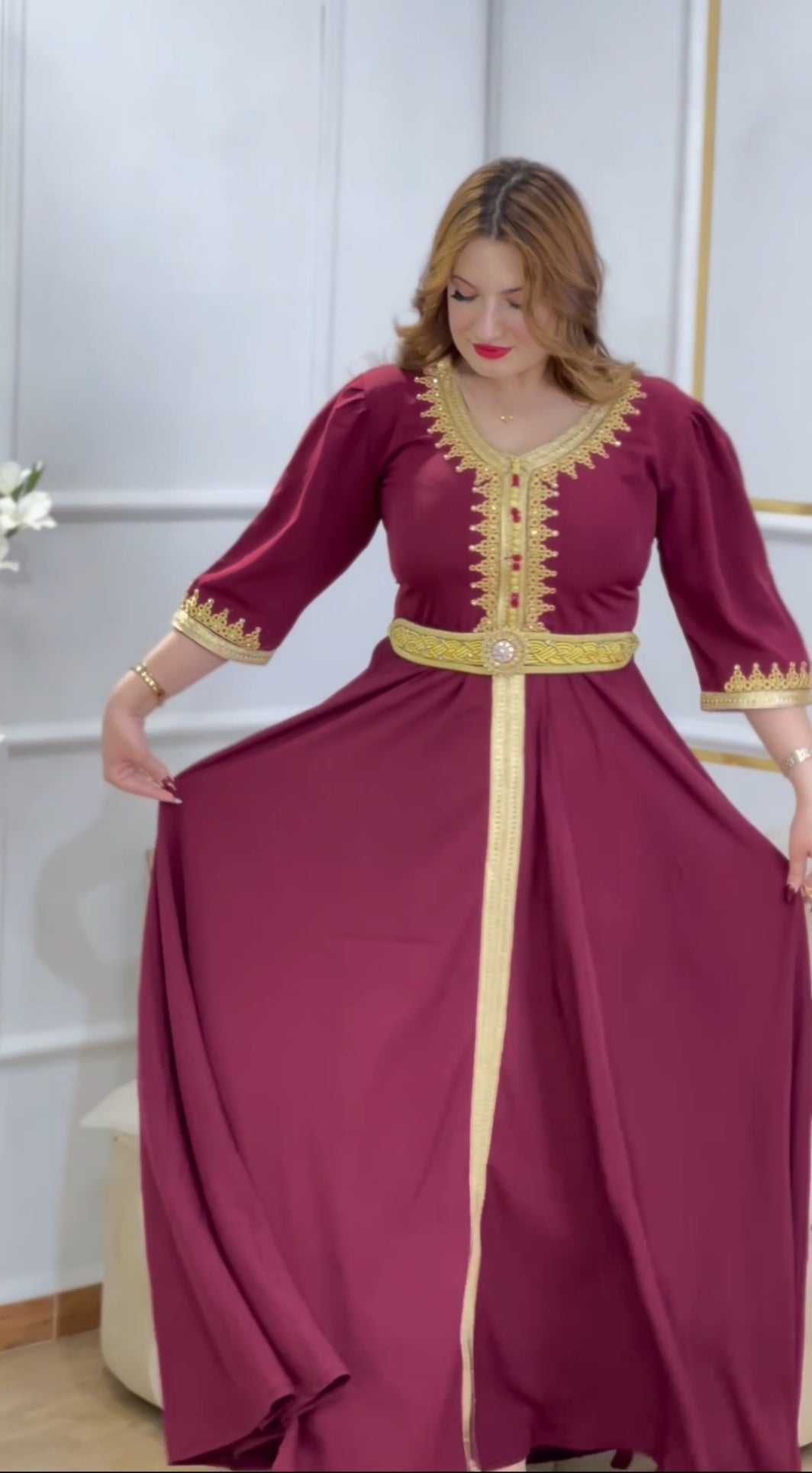 Robe Caftan dorée